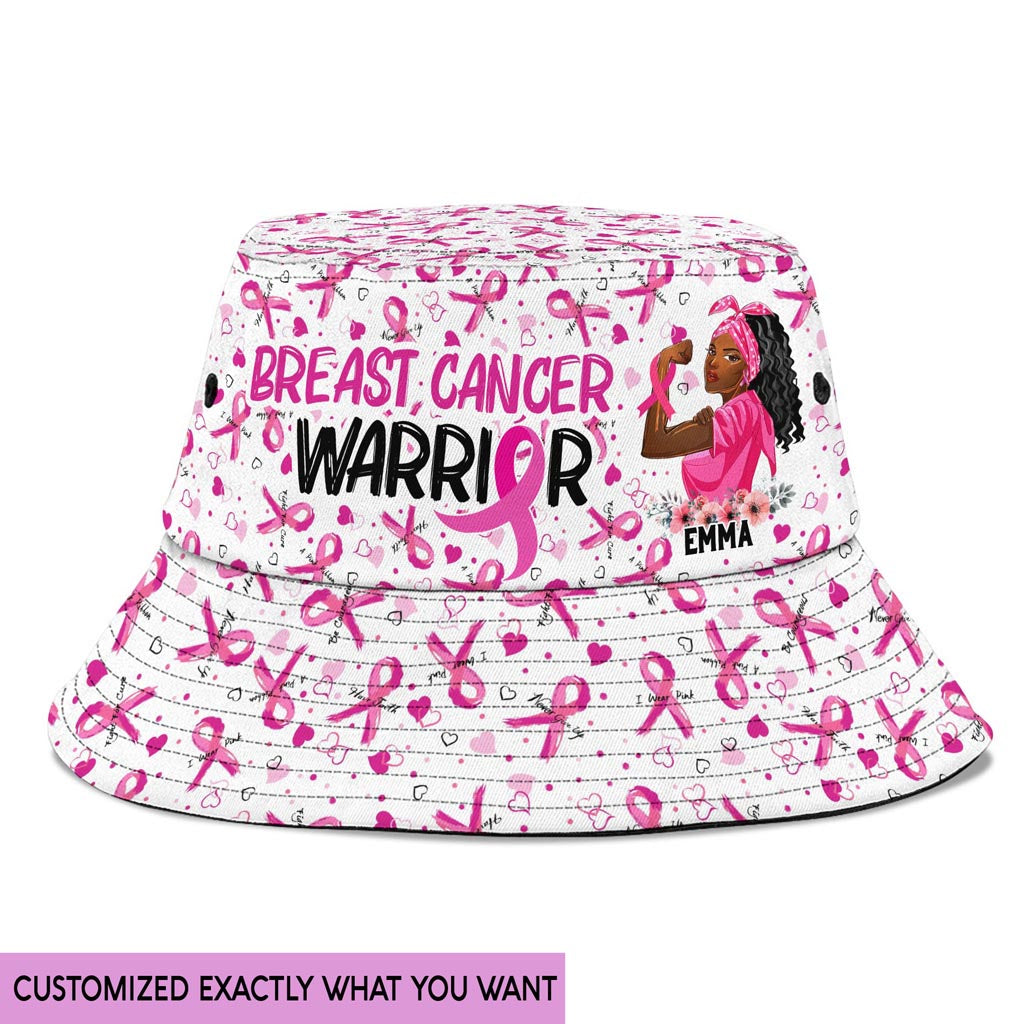 Custom Name Breast Cancer Warrior Bucket Hat QFTD3290801