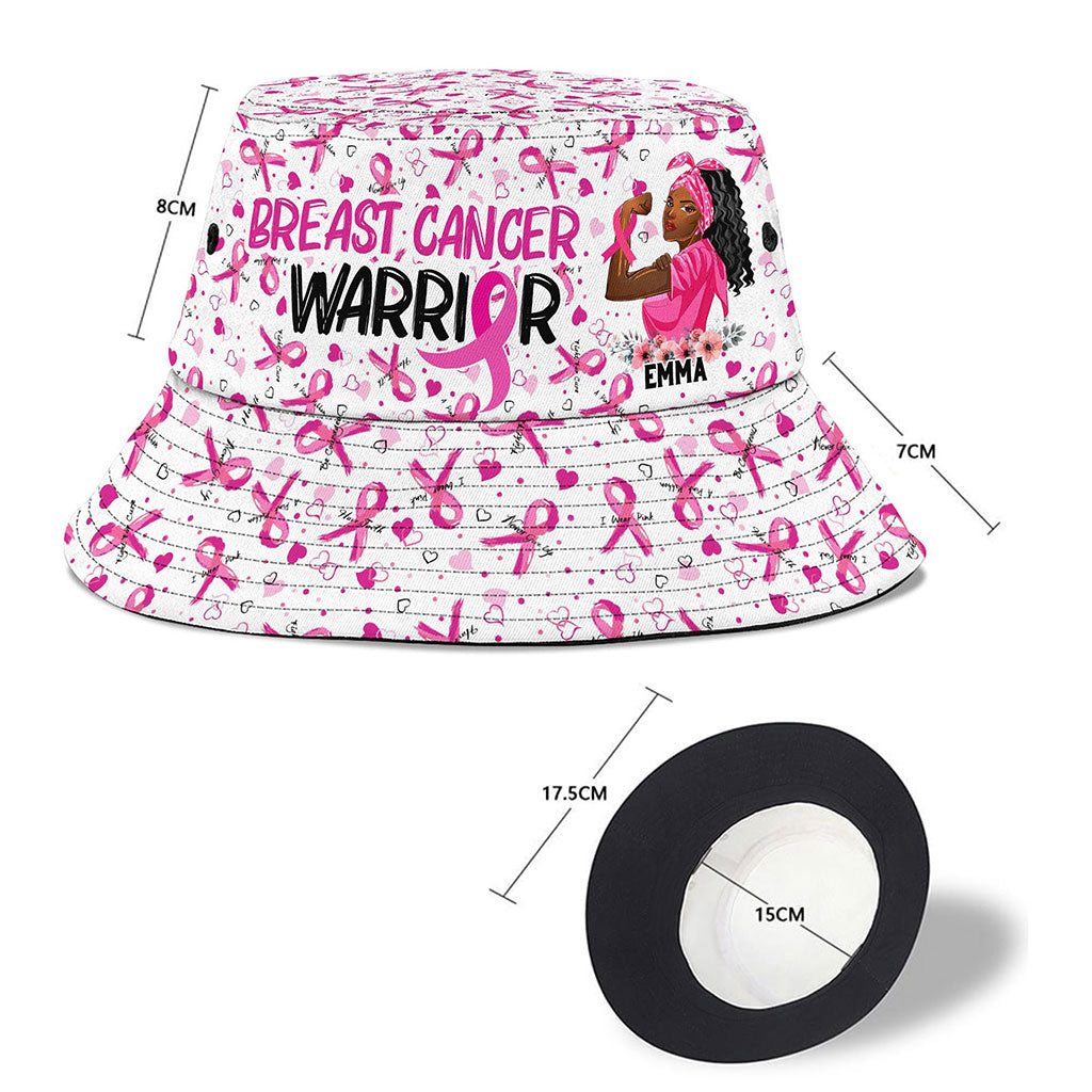 Custom Name Breast Cancer Warrior Bucket Hat QFTD3290801