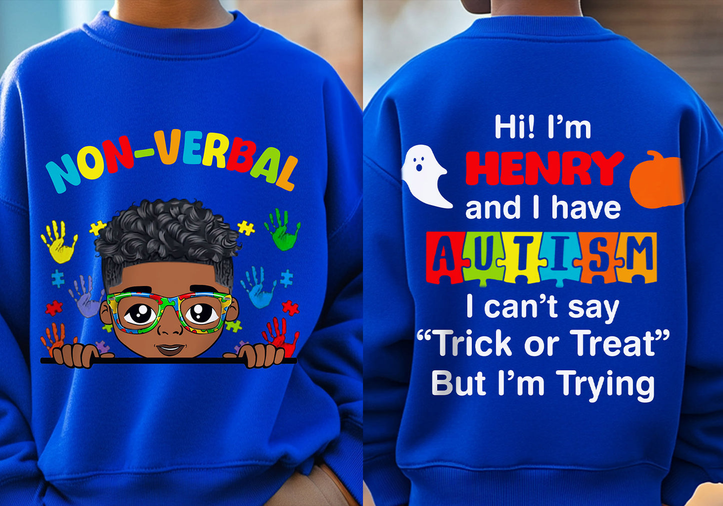 Personalized Autism Halloween Hoodie for kids, Halloween Gift for Autism Kids, Halloween Gifts, Autism Awareness Gift NPNT4130903