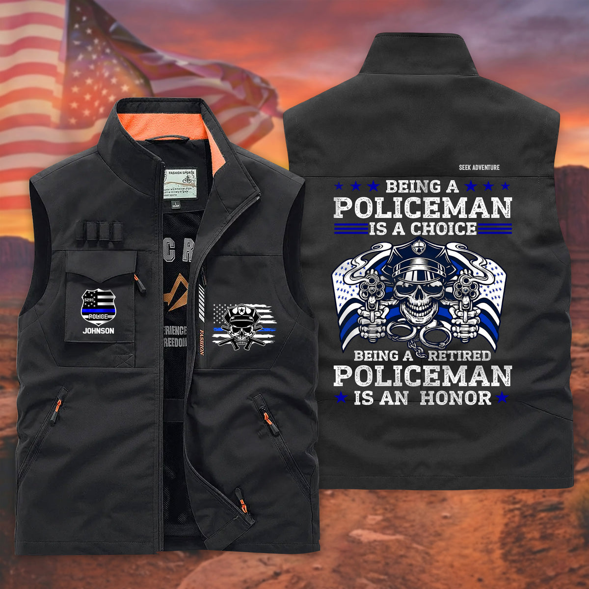 (CHECK SIZE CHART) Custom Police Multi-Pocket Vest THNT6070404