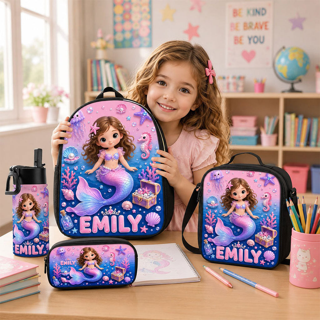 Personalized Photo Mermaid Kid Back To School, Backpack For Kids UKUU6170601