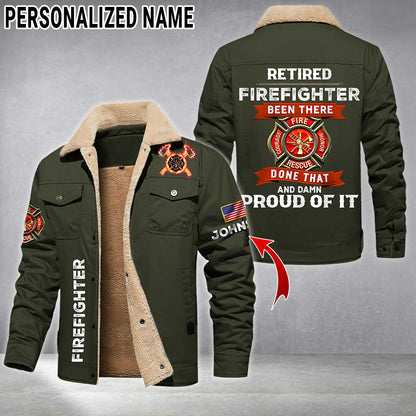 Personalized Firefighter Fleece Lined Polyester Jacket UKTZ5041102