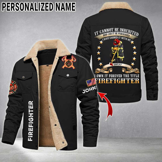 Personalized Firefighter Fleece Lined Polyester Jacket UKTZ5041105