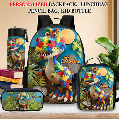 Custom Autism Dinosaur Backpack Set THND6100204