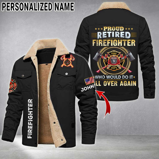 Personalized Firefighter Fleece Lined Polyester Jacket UKTZ5041104