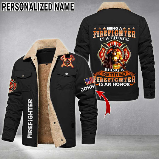Personalized Firefighter Fleece Lined Polyester Jacket UKTZ5041103
