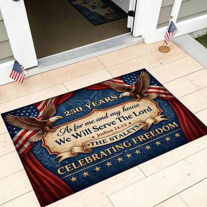 Personalized United State 250th Anniversary Flag Door Mat UKUU6140402