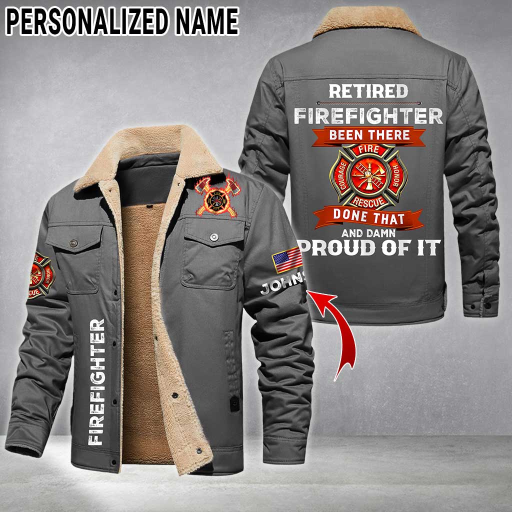 Personalized Firefighter Fleece Lined Polyester Jacket UKTZ5041102