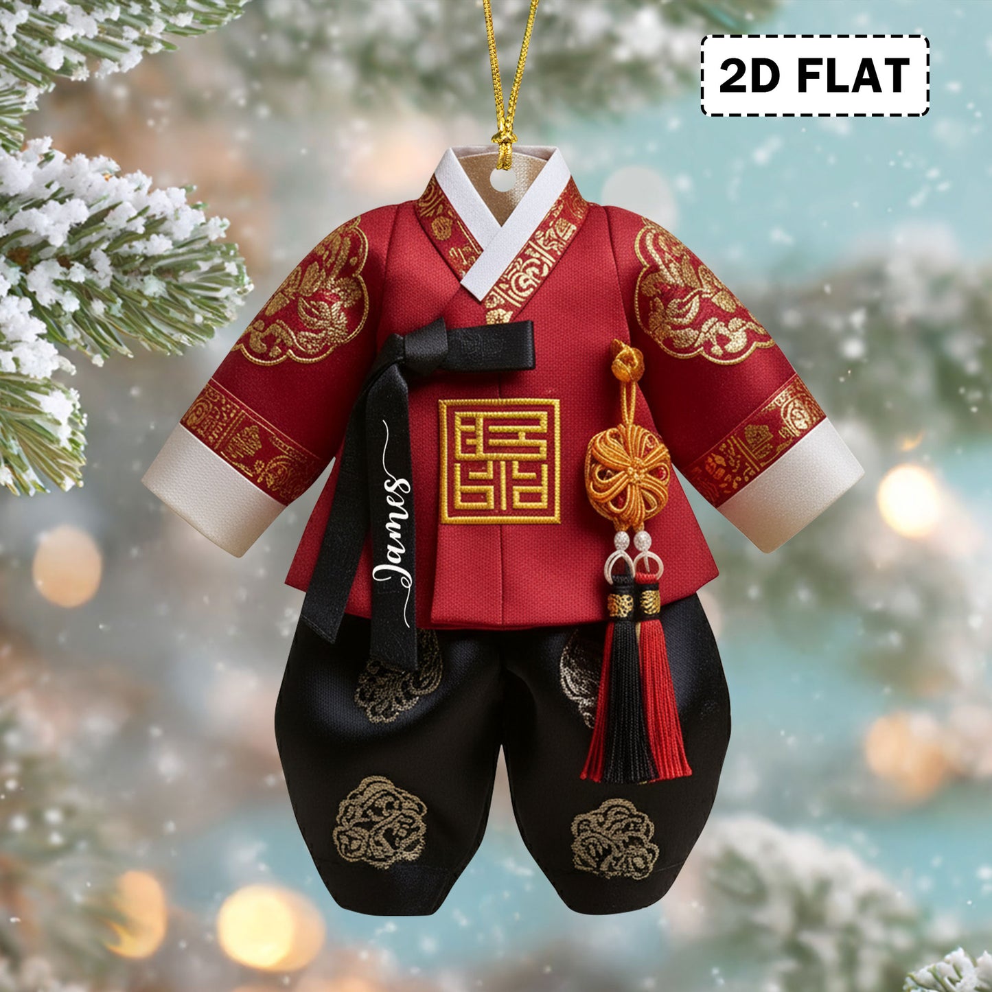 2D FLAT Personalized Korea Hanbok Acrylic Ornament QFND5100904
