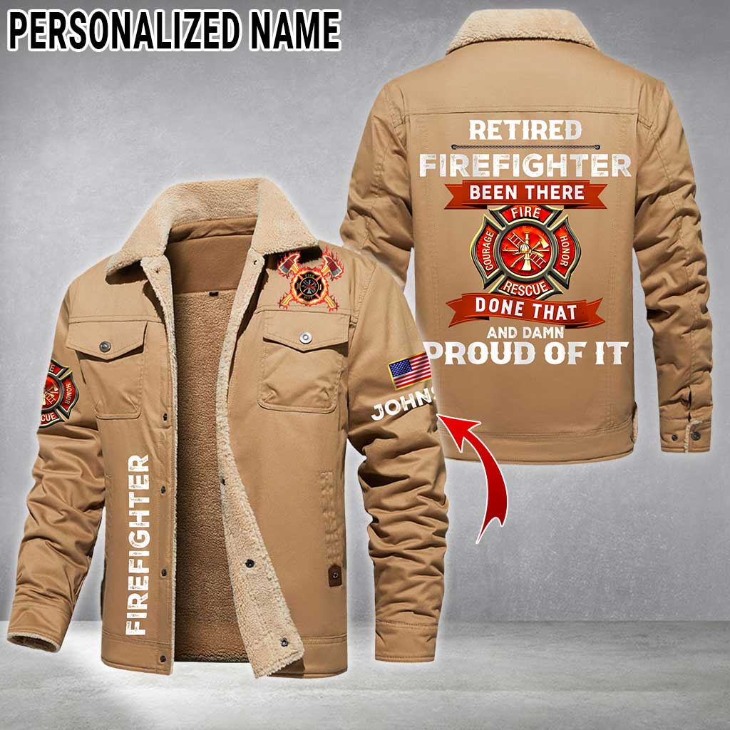 Personalized Firefighter Fleece Lined Polyester Jacket UKTZ5041102