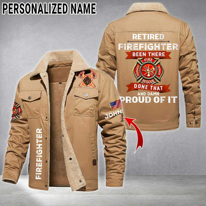 Personalized Firefighter Fleece Lined Polyester Jacket UKTZ5041102