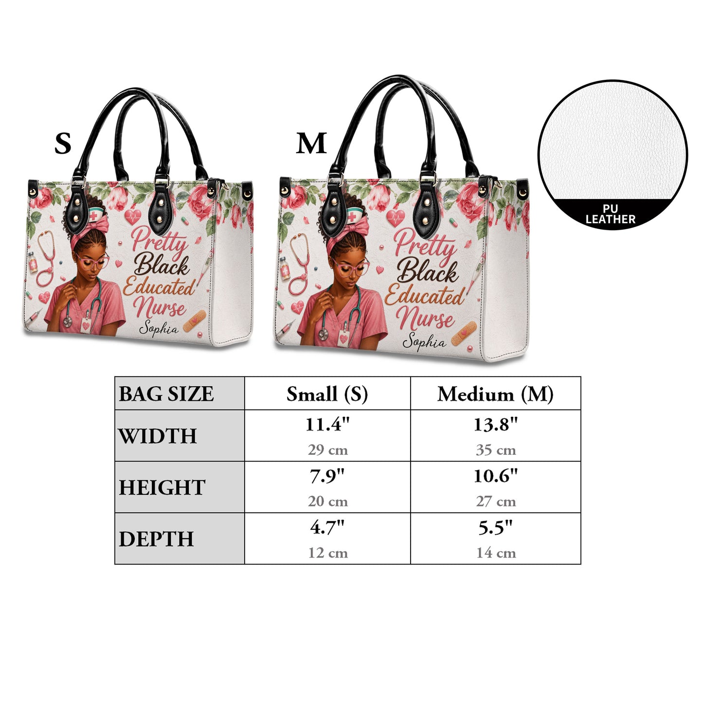 Personalized Black Nurse Woman Leather Handbag UKND6040605