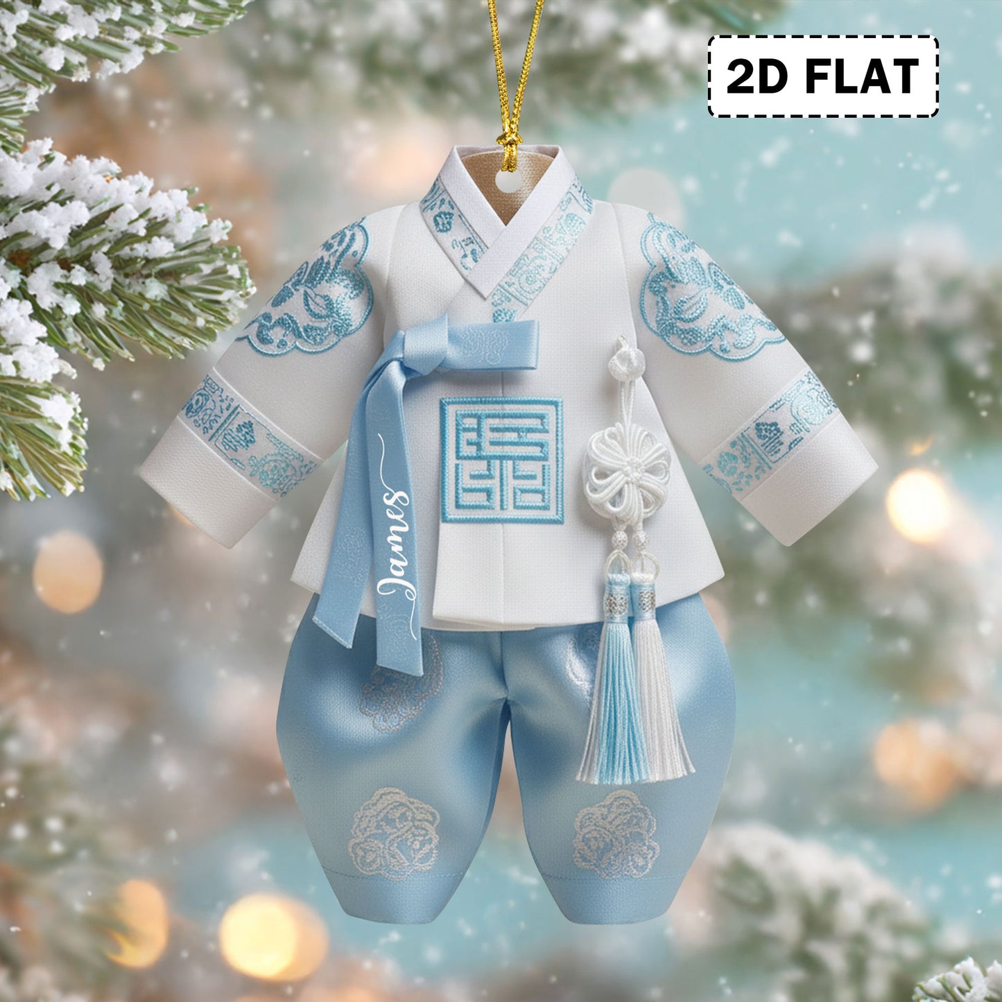 2D FLAT Personalized Korea Hanbok Acrylic Ornament QFND5100904