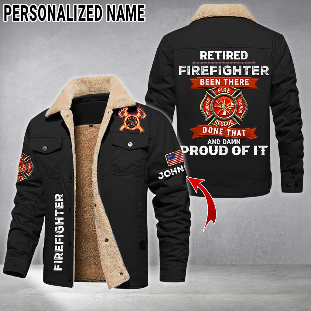 Personalized Firefighter Fleece Lined Polyester Jacket UKTZ5041102