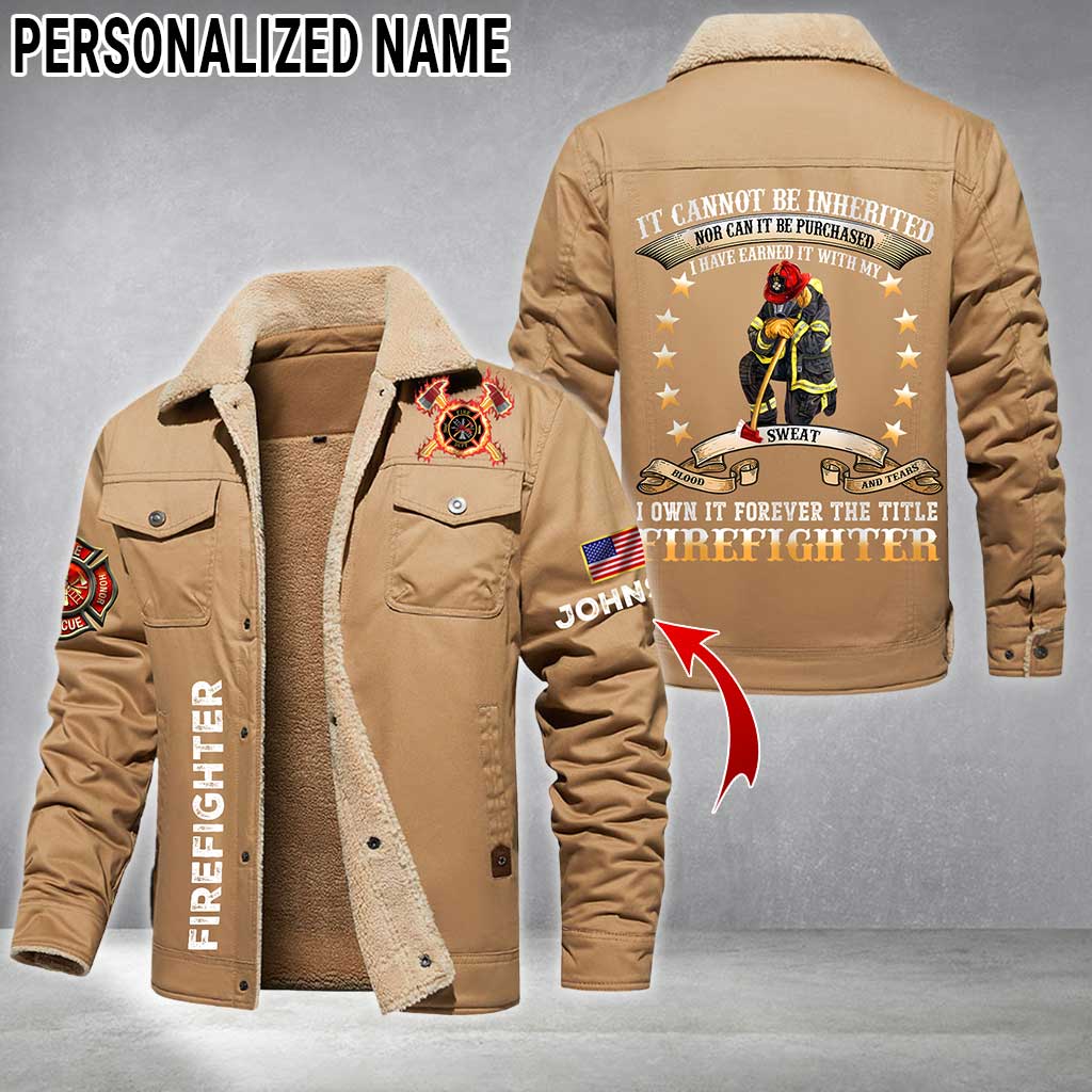 Personalized Firefighter Fleece Lined Polyester Jacket UKTZ5041105