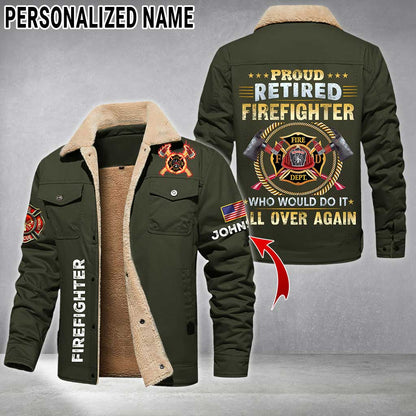 Personalized Firefighter Fleece Lined Polyester Jacket UKTZ5041104