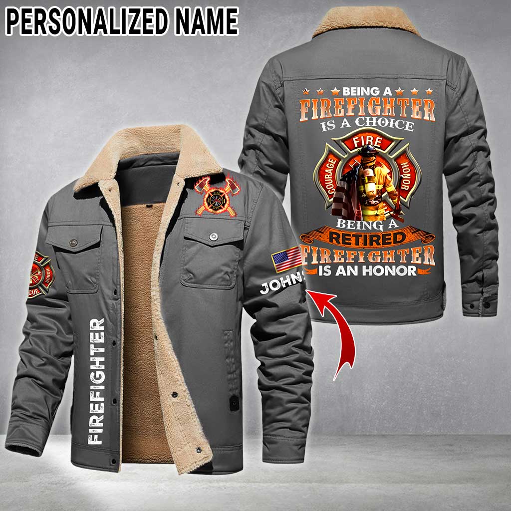 Personalized Firefighter Fleece Lined Polyester Jacket UKTZ5041103