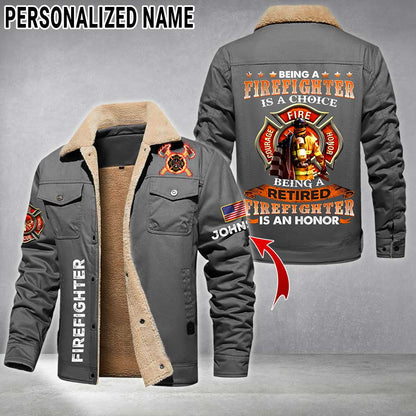 Personalized Firefighter Fleece Lined Polyester Jacket UKTZ5041103