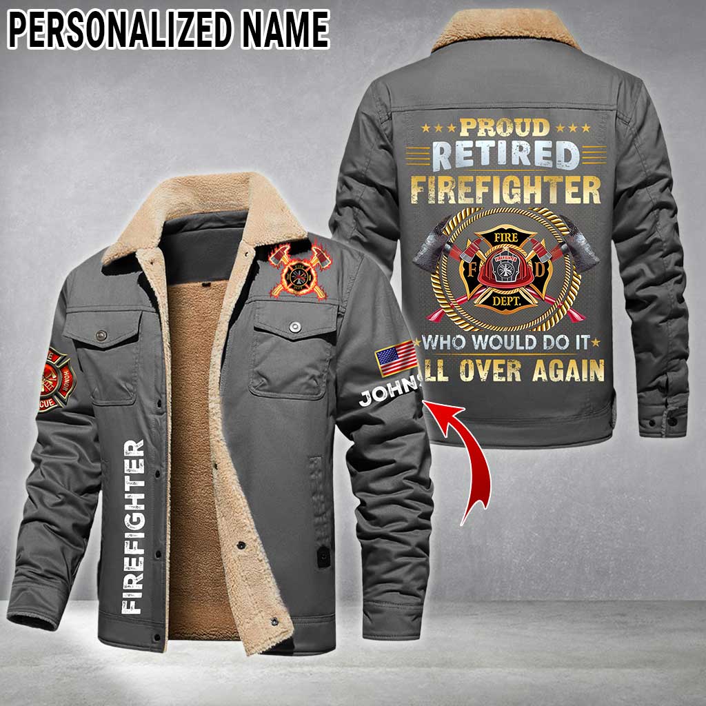 Personalized Firefighter Fleece Lined Polyester Jacket UKTZ5041104