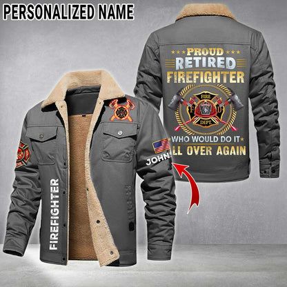 Personalized Firefighter Fleece Lined Polyester Jacket UKTZ5041104