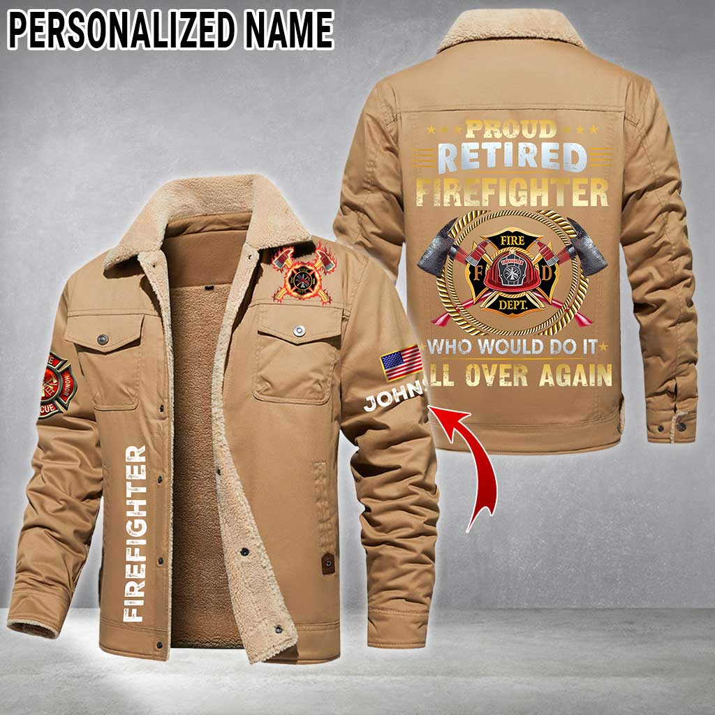 Personalized Firefighter Fleece Lined Polyester Jacket UKTZ5041104