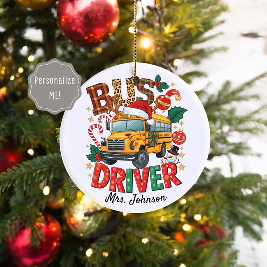 Personalized School Bus Driver Ceramic Ornament UKHM6080904