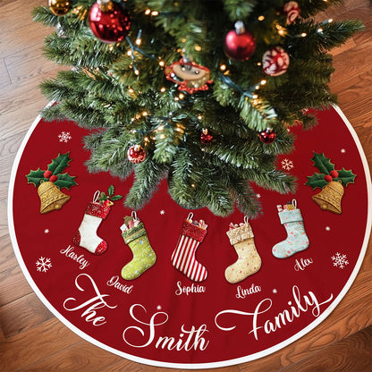 Personalized Family Name Christmas Tree Skirts, Family Gift for Xmas QFTO5290901