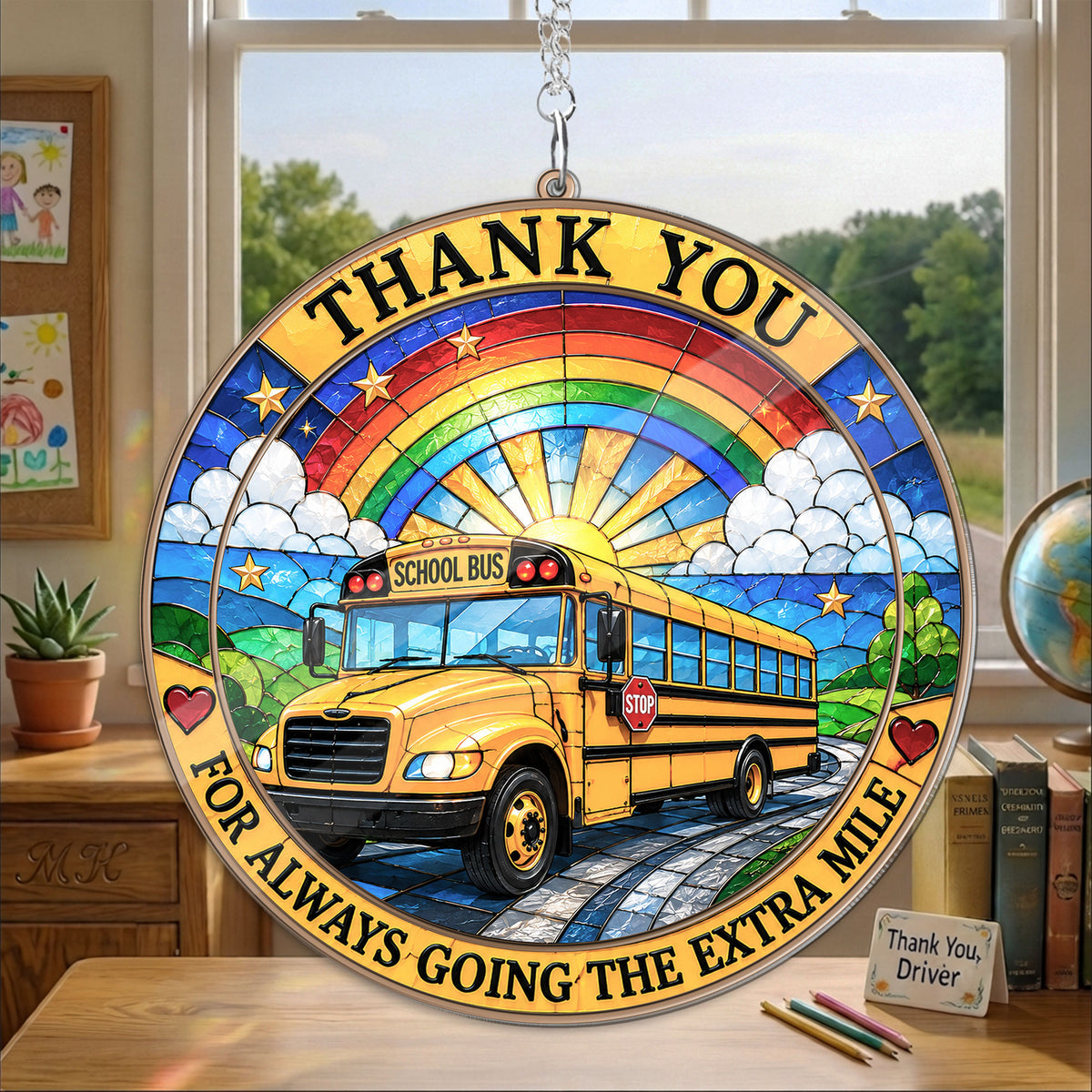 Bus Driver Appreciation Acrylic Suncatcher with Card QFTD6020701