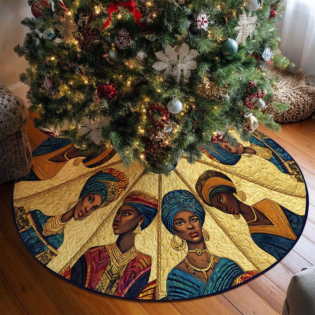 Black Women Christmas Tree Skirt QFND5221006