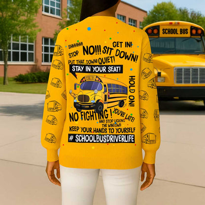 Personalized Name School Bus Driver Knitted Cardigan UKND5091001