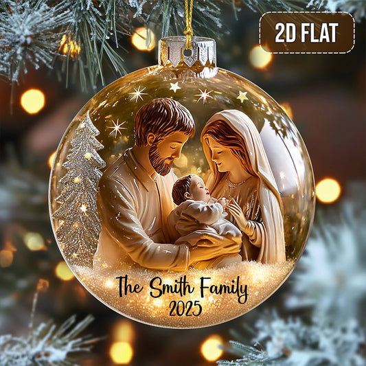 Custom Holy Family Nativity Christmas Acrylic Ornament UKNT5171002