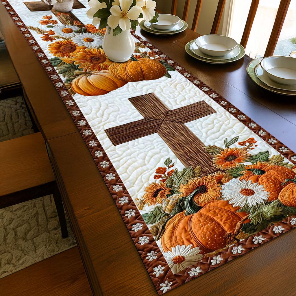 Cross Pumpkin Halloween Quilted Table Runner UKTD5031001