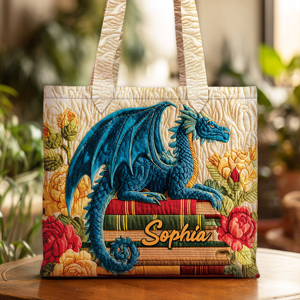 Personalized Dragon Book Quilted Tote Bag QFNT5250803