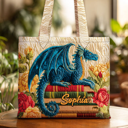 Personalized Dragon Book Quilted Tote Bag QFNT5250803