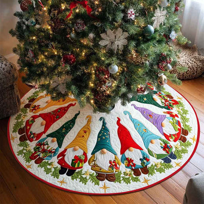 Christmas Tree Skirt with Gnome, Festive Holiday Decoration, Gnome Xmas Decor, Cozy Farmhouse Christmas Gift QFND5251010