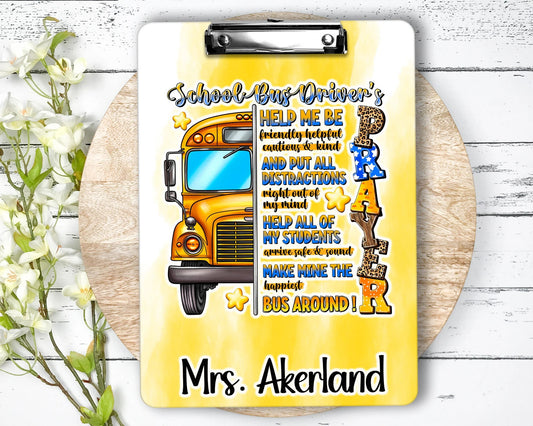 Personalize School Bus Driver Clipboard, Gift for bus drivers UKND6280711