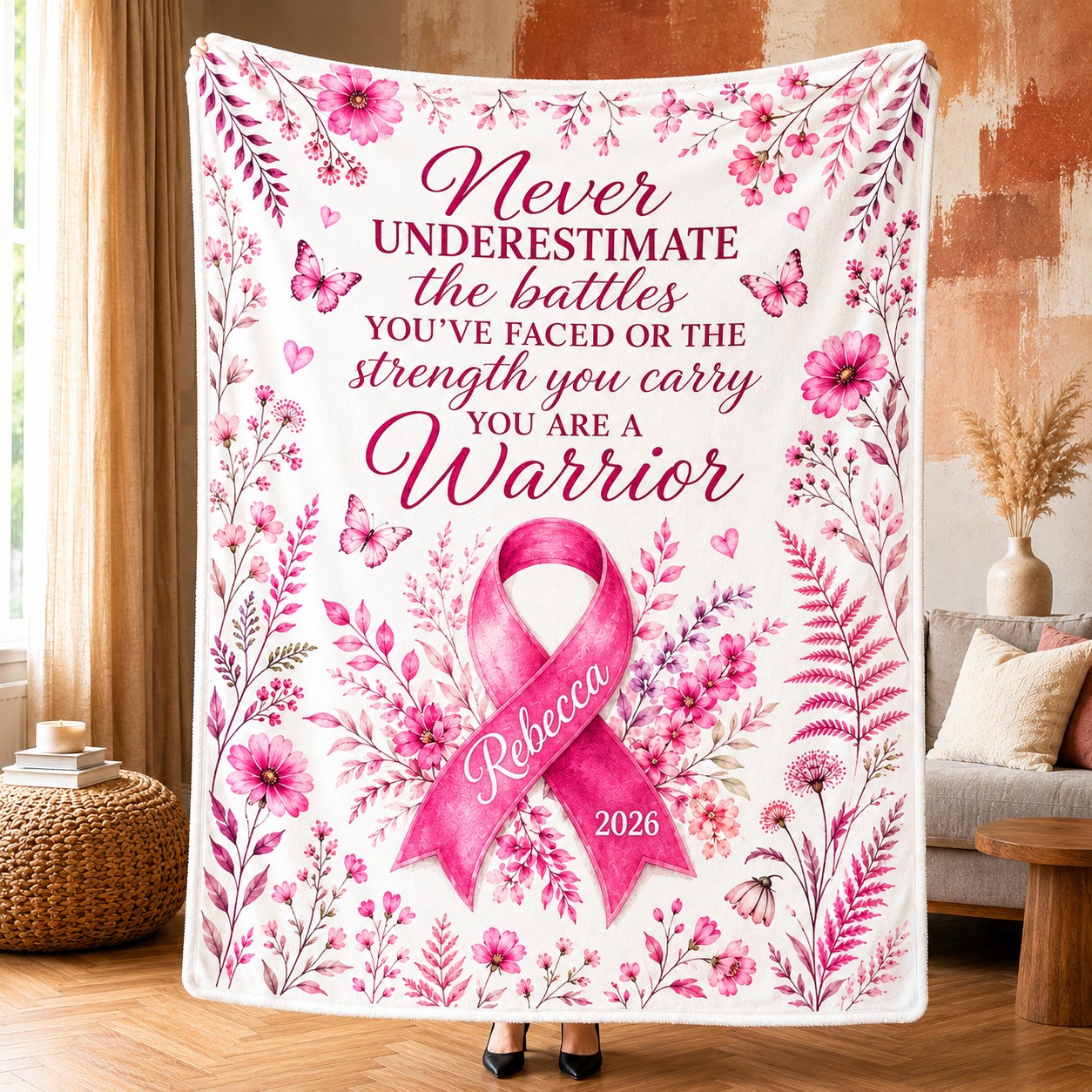 Personalized Breast Cancer Fleece Blanket QFTD6150802