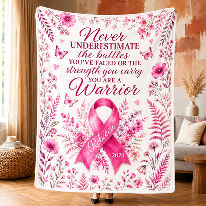 Personalized Breast Cancer Fleece Blanket QFTD6150802