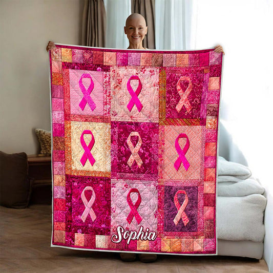 Custom Breast Cancer Quilted Blanket UKHA5011002
