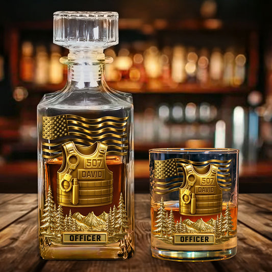 Personalized Police Whiskey Decanter Set UKTO5020801