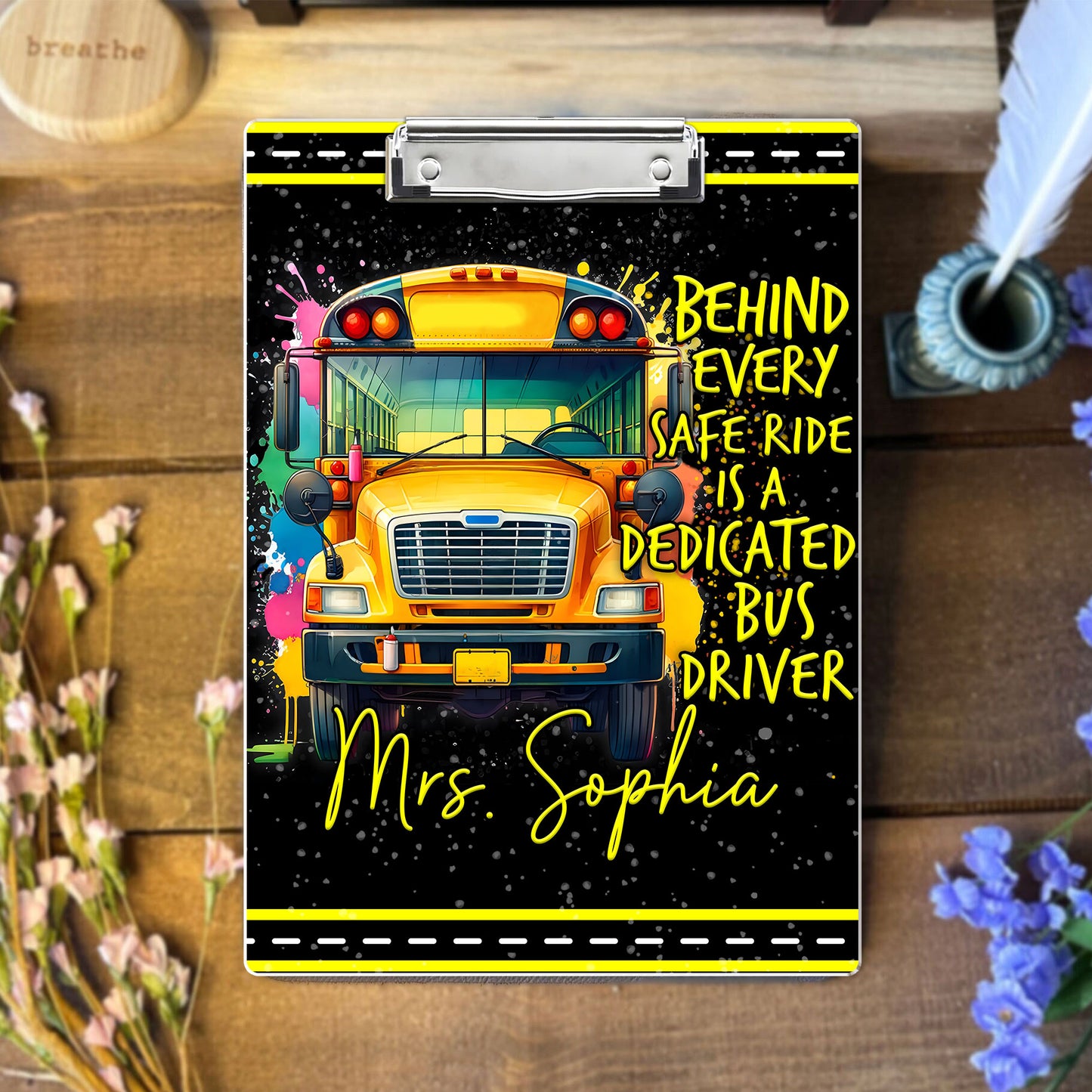 Personalize School Bus Driver Clipboard, Gift for bus drivers UKND6280712
