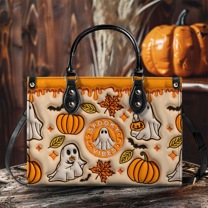 Spooky Vibe Print 3D Inflated Leather Handbag, Halloween Gift QFTO4240703
