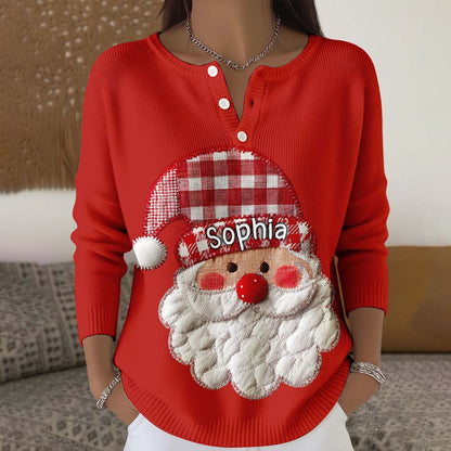 Personalized Santa Claus Christmas Buttoned Cardigan Sweater QFTD5131002