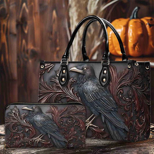 Goth Crow Pu Leather Handbag, Gothic Raven Bags QFPY5260803