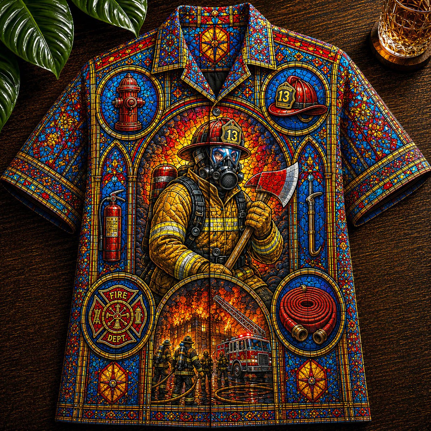 Firefighter Stained Glass Hawaiian Shirt UKNT6240603