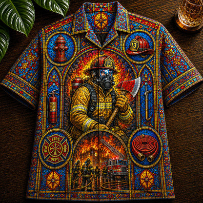 Firefighter Stained Glass Hawaiian Shirt UKNT6240603