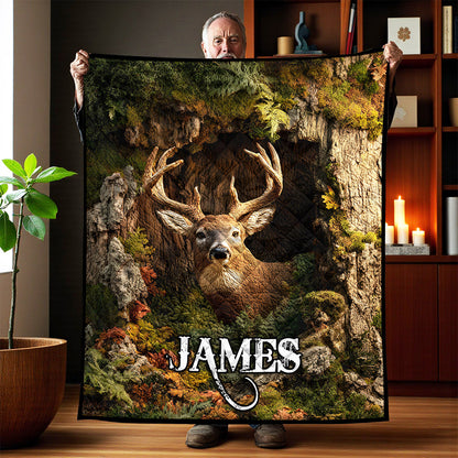 Deer Hunting Quilted Blanket QFNT5281003