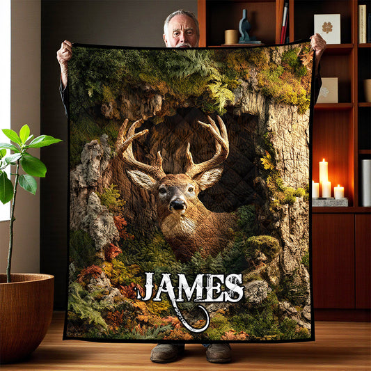 Deer Hunting Quilted Blanket QFNT5281003