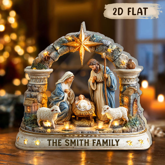 2D FLAT Personalized Nativity Scene Christmas Acrylic Block QFHH5300901