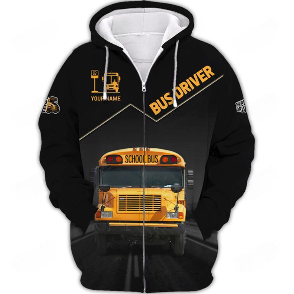 Custom Bus Driver Shirts School Bus 3D Shirts Black & Yellow UKND6270610